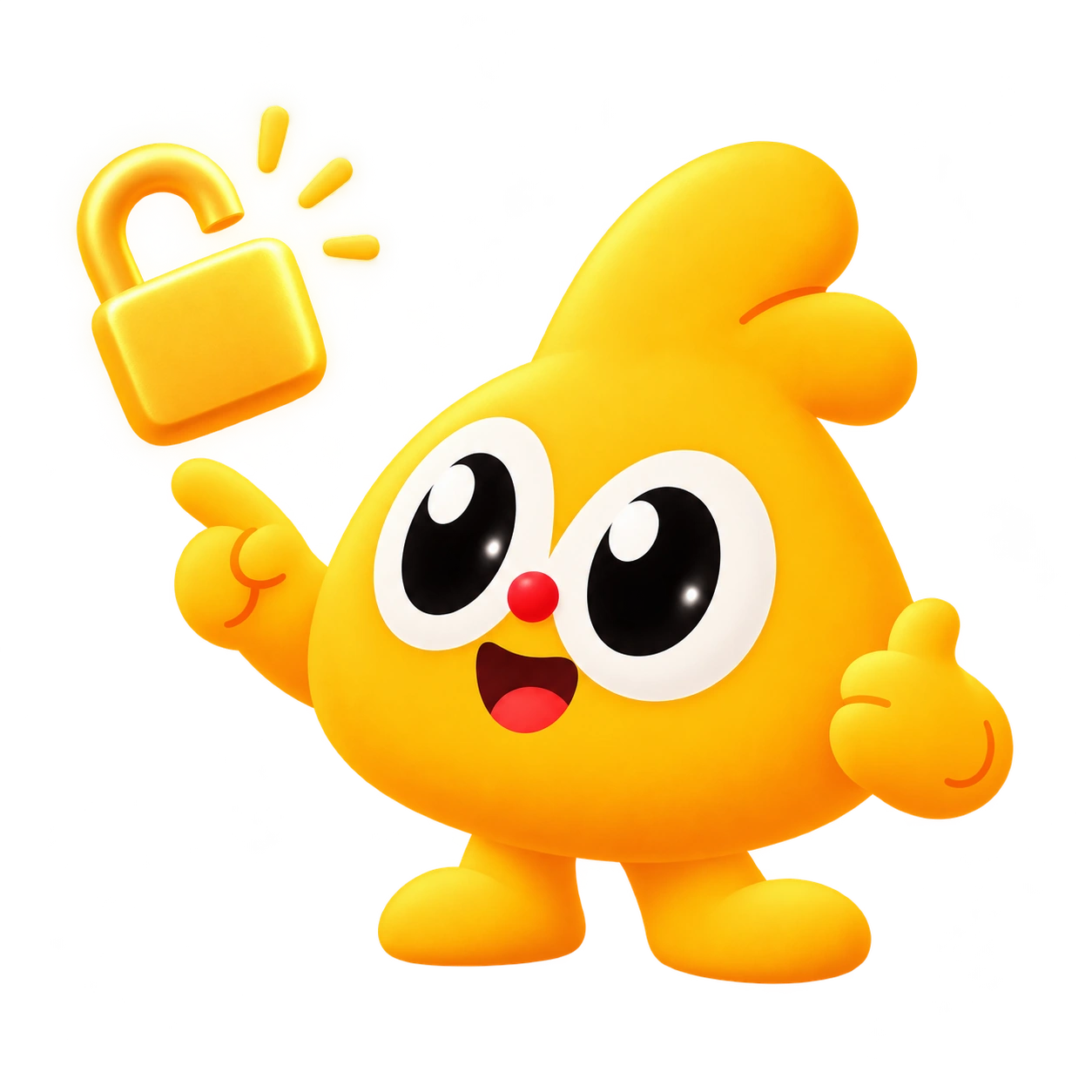 Toki holding a golden unlock symbol